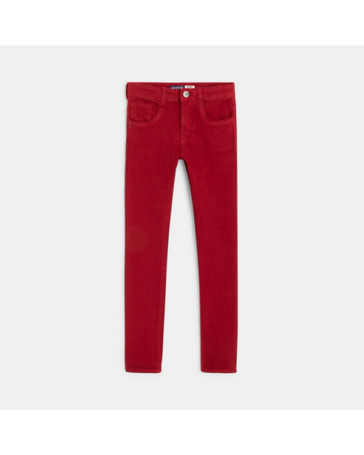 Pantalon skinny en toile bi-stretch rouge garçon