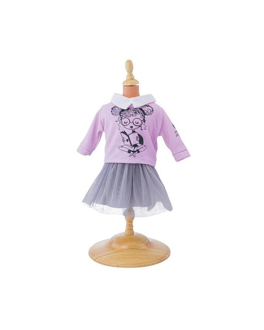 Vêtement pour poupée 42 cm - Ensemble t-shirt rose et jupe grise One World One Future