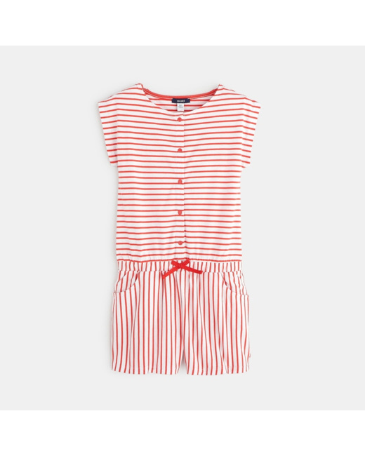 Combishort à rayures rouge fille