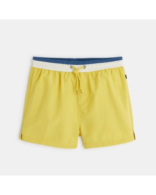 Short de bain uni jaune garçon