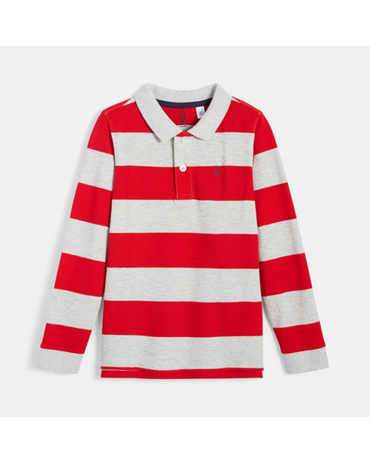 Polo rayé rouge garçon