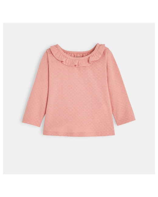 T-shirt col volanté maille fantaisie