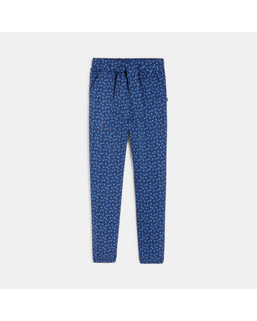 Pantalon fluide imprimé bleu fille