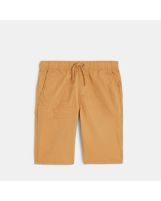 Bermuda slim en toile unie marron garçon
