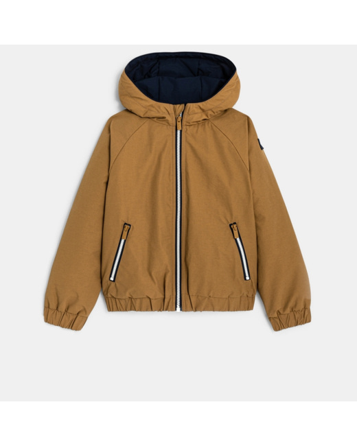 Blouson doublé à capuche marron garçon