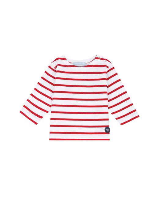 Marinière "Beg Meil" Baby - coton léger - Blanc/Braise