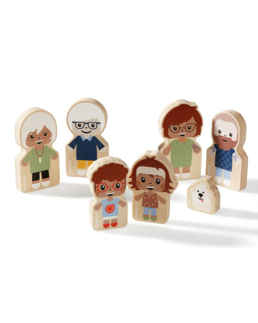 Maxi lot 7 figurines en bois famille buisson