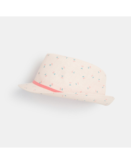 Chapeau de soleil trilby à petits motifs rose fille