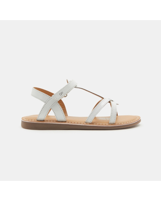 Sandales multibrides en cuir verni blanches fille