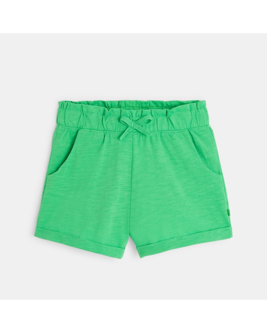 Short en jersey uni vert fille