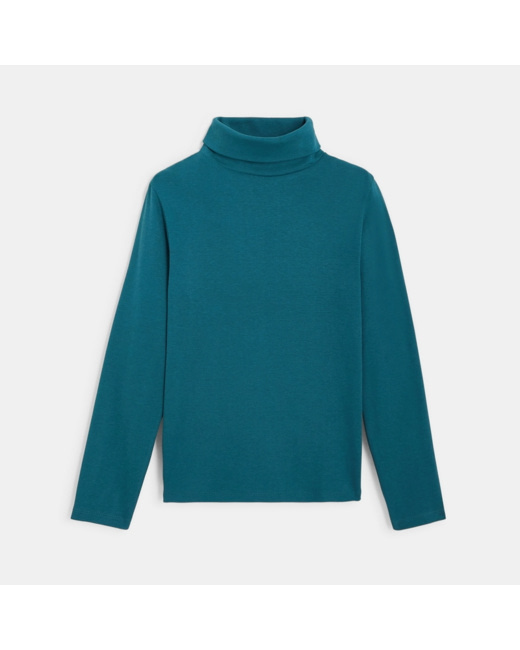 T-shirt uni à col roulé turquoise garçon