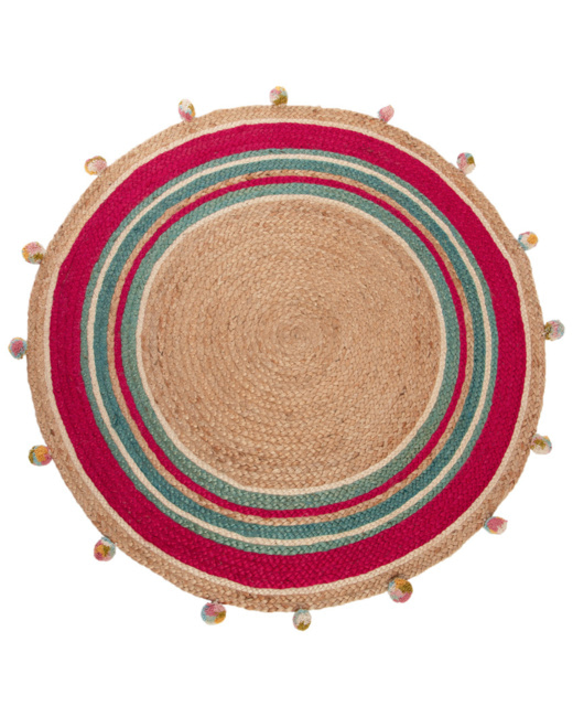 Tapis de chambre en jute avec pompons