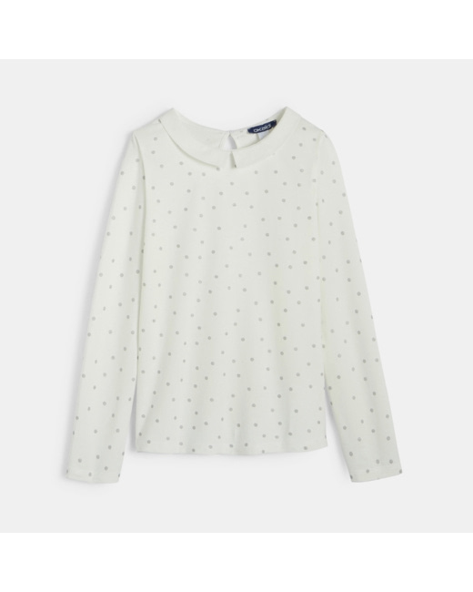 T-shirt col Claudine blanc fille