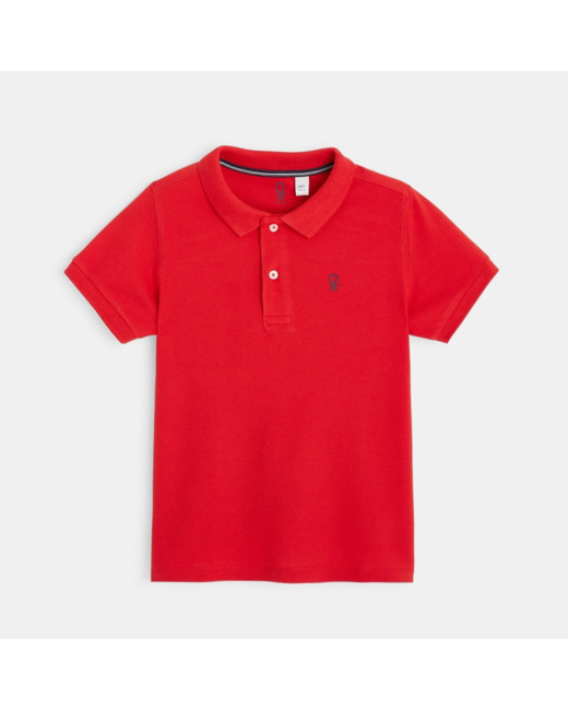 Polo en coton piqué rouge garçon