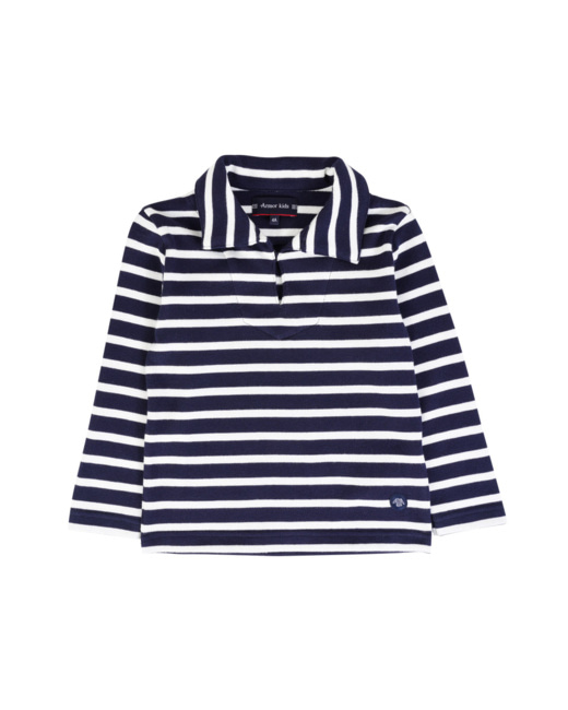 Sweat col vareuse Kids - coton rustique - Marine Deep/Milk