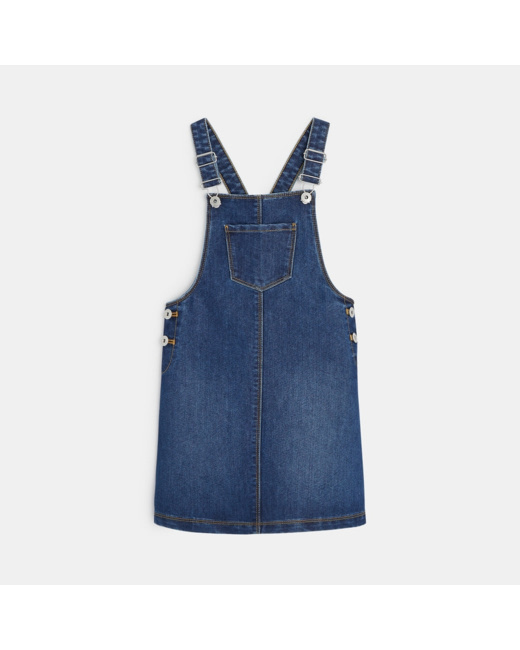 Robe-salopette en jean bleue fille