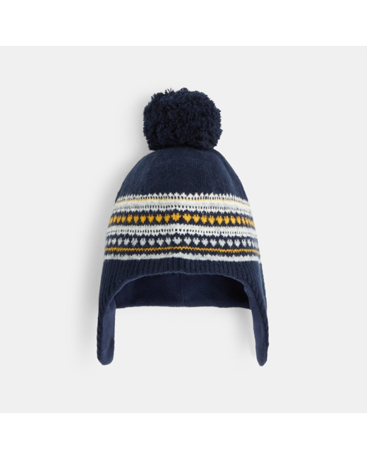 Bonnet péruvien à pompon gris garçon