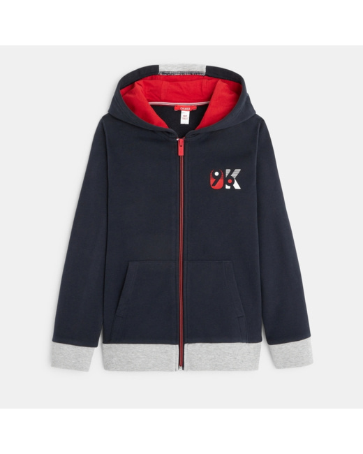 Sweat-shirt zippé à capuche OK96 gris garçon