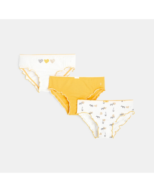 Culottes imprimé jungle (lot de 3) jaune fille