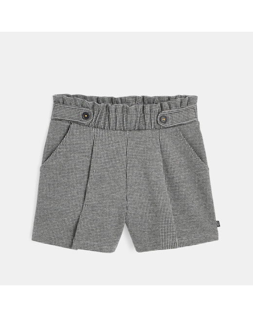 Short à petits carreaux pied-de-puce gris fille