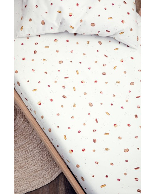 Drap housse coton bio pour lit bébé Gourmandises