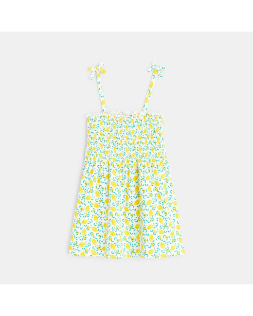 Top à smocks imprimé jaune fille