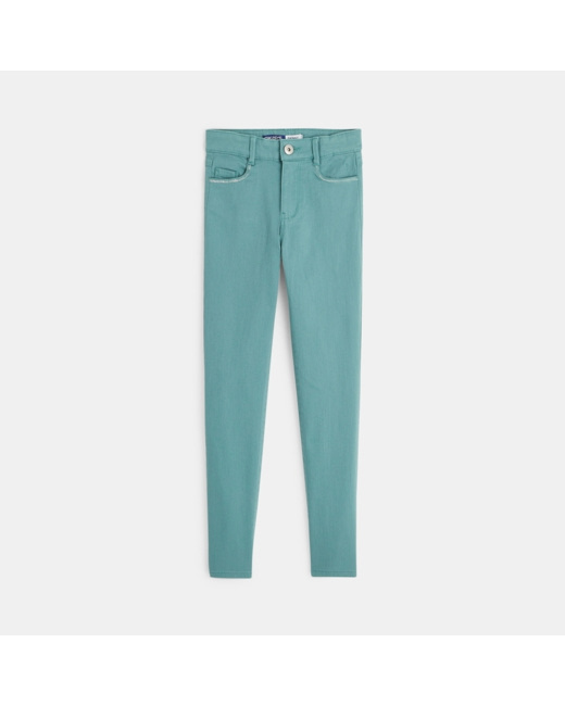 Pantalon skinny en toile unie vert fille