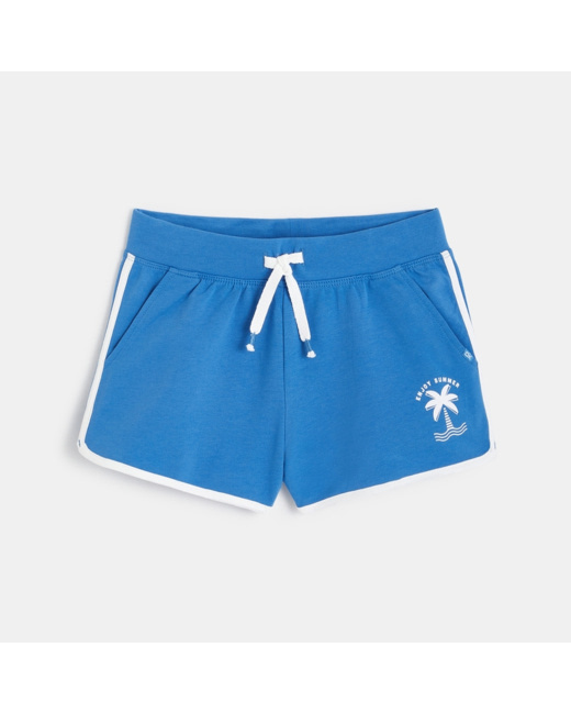 Short uni en jersey bleu fille