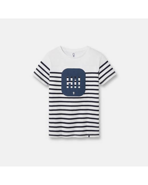 T-shirt rayé manches courtes bleu garçon