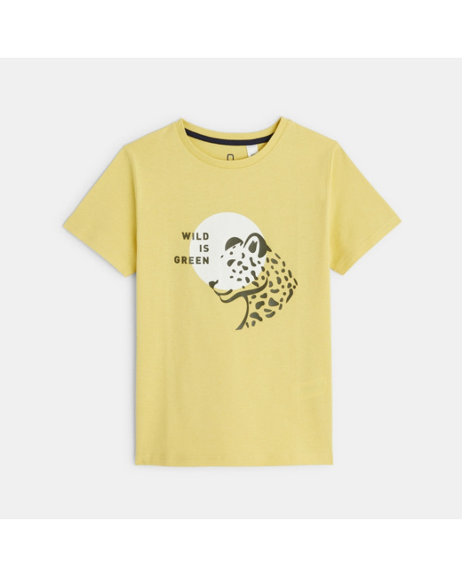 T-shirt à message motif panthère jaune garçon
