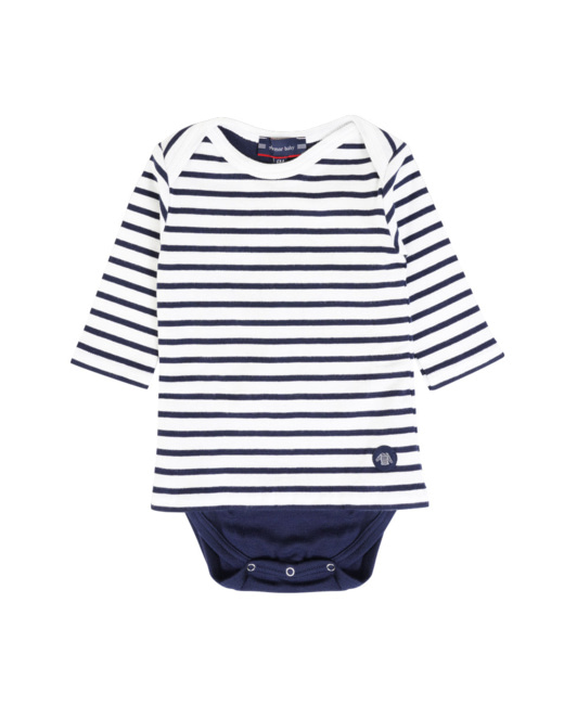 Body rayé Baby - coton - Milk/Marine Deep/Marine Deep