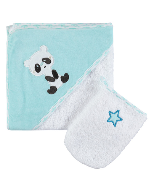 Cape de bain et gant de toilette Happy panda