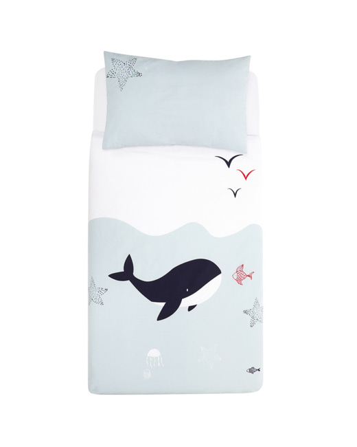 Parure de lit avec housse de couette et taie d'oreiller Pretty sea