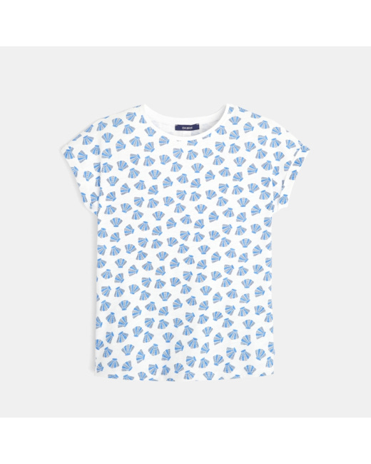 T-shirt imprimé coquillages bleu fille