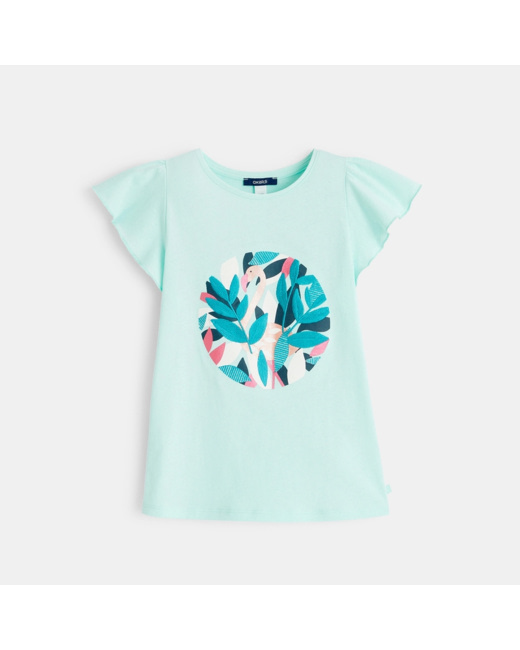 T-shirt à manches papillon motif Flamant Rose fille