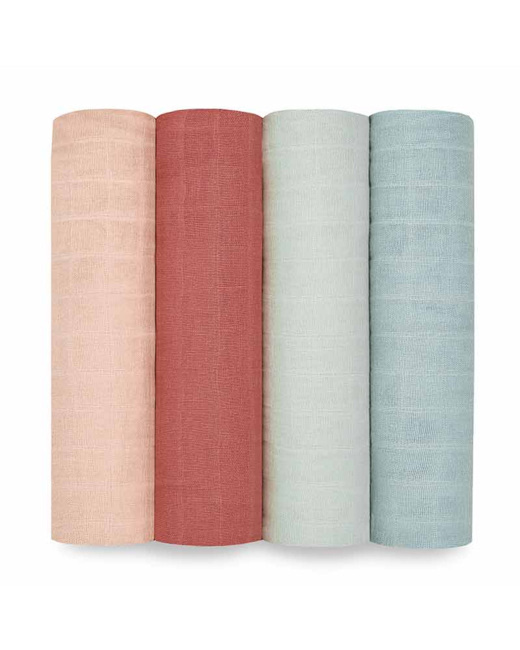Lot de 4 maxi-langes en mousseline de coton Mother earth