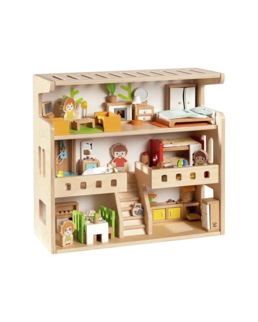 Maxi lot la maison coffre meublée avec figurines bois