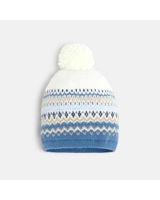 Bonnet fluffy avec motifs en jacquard blanc fille
