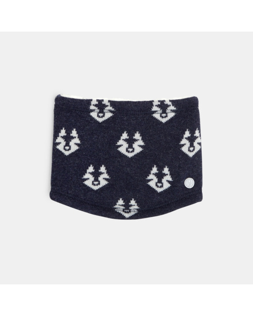 Snood en tricot motif renard bleu garçon