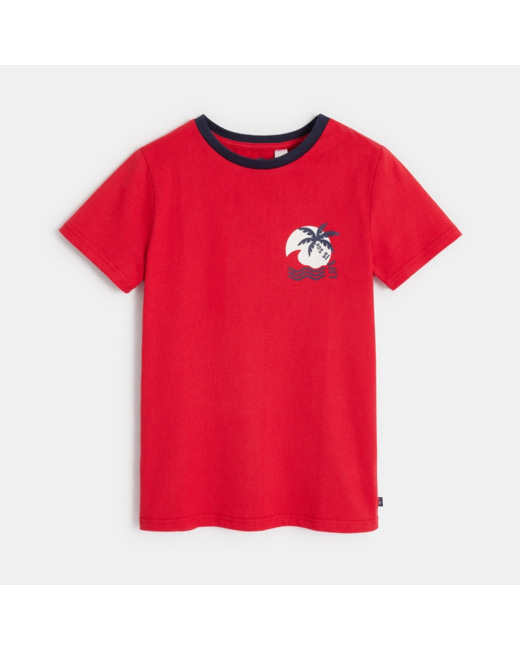 T-shirt manches courtes à motif rouge garçon