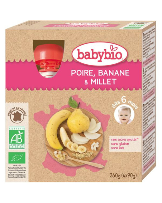 Mes fruits bio : gourde poire, banane et millet