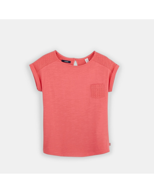 T-shirt détail ajouré rose fille