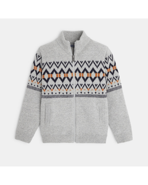 Gilet en jacquard scandinave gris garçon
