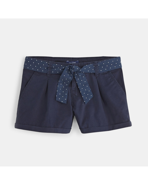 Short en toile bleu fille