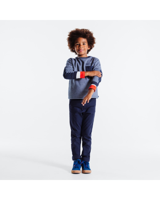 Pantalon chino slim en toile bleu garçon