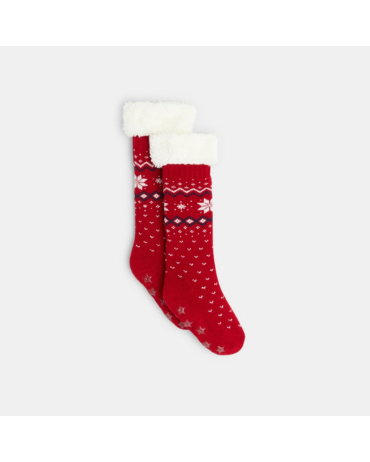 Chaussettes montantes antidérapantes rouges garçon