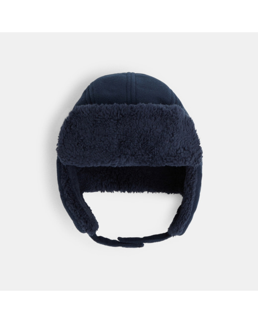 Chapka en polaire et moumoute sherpa bleu garçon