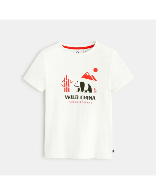 T-shirt coton flammé Chine blanc garçon