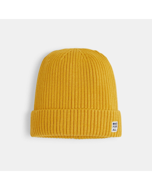 Bonnet en tricot côtelé jaune garçon