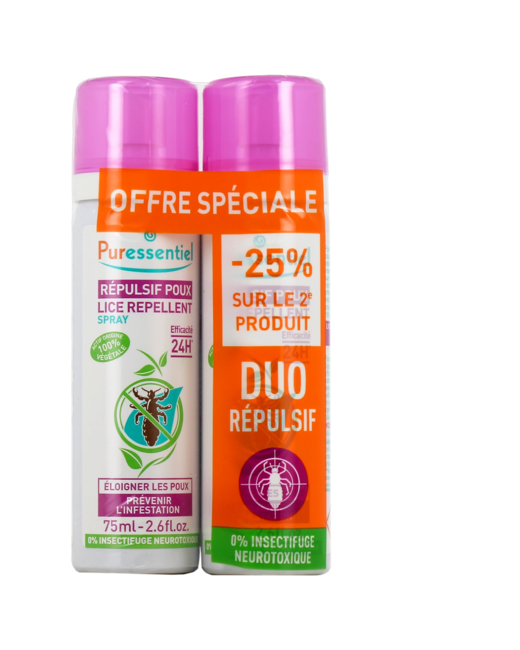 Lot de 2 spray répulsif anti-poux